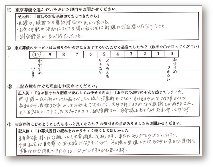 お客様からのアンケート